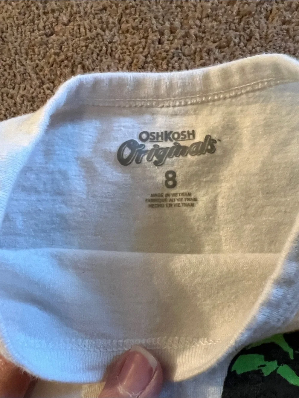 OshKosh B'gosh White Long-Sleeve Tee with Green Dinosaur Graphic
